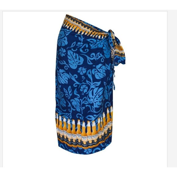 Corona Extra Wrap Skirt Sarong Swim Suit Cover Up Beer Bottles Fringed - Picture 1 of 5